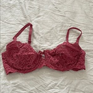 Lace Underwire Bra - Deep Pink
